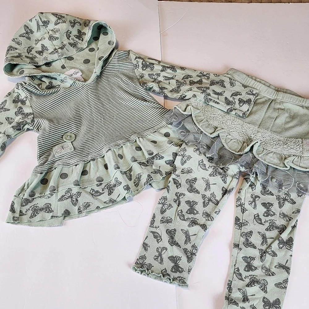 Naartjie butterfly outfit 18-24 and 2T Hooded top skirted leggings